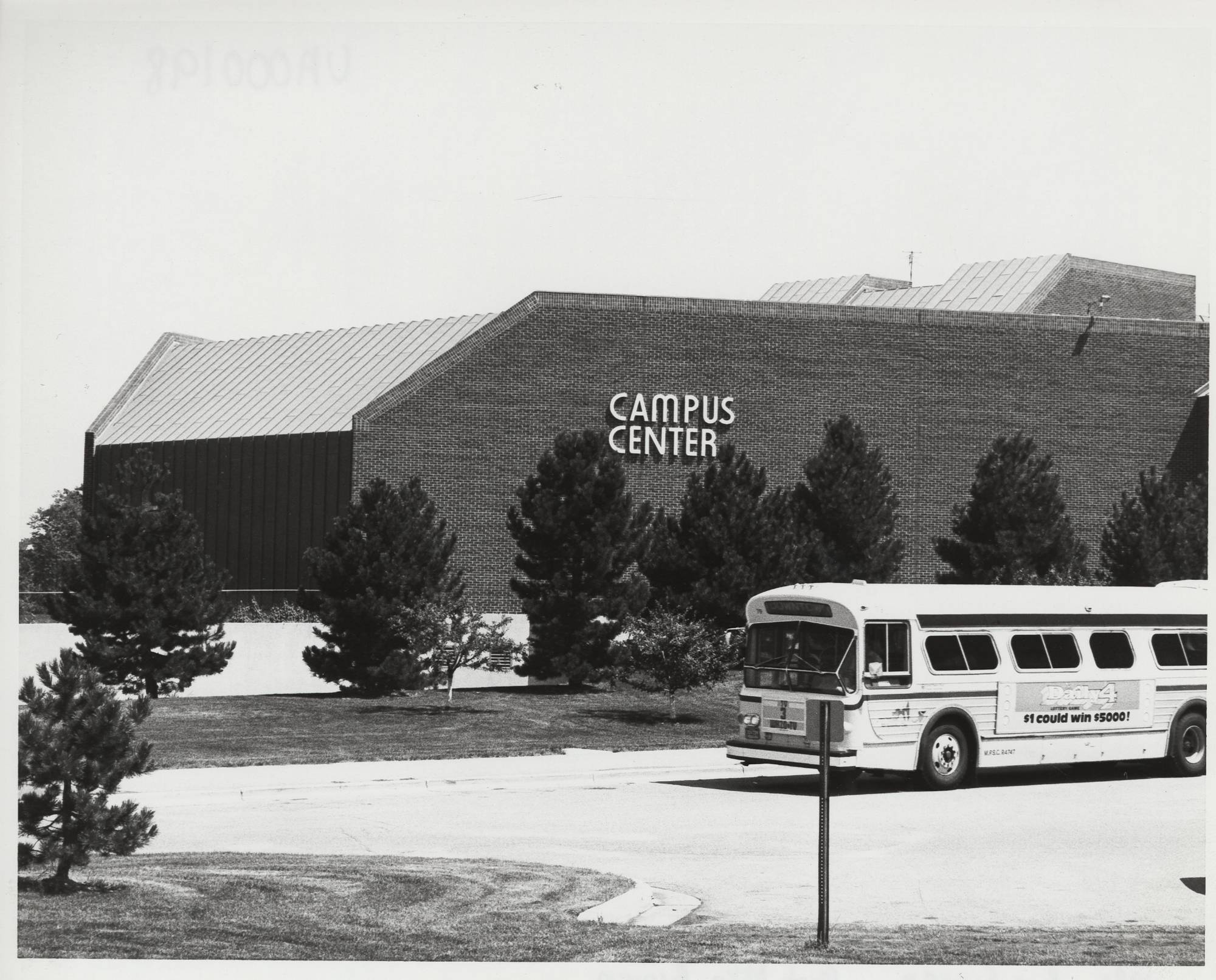 Bus in front of Campus Center.